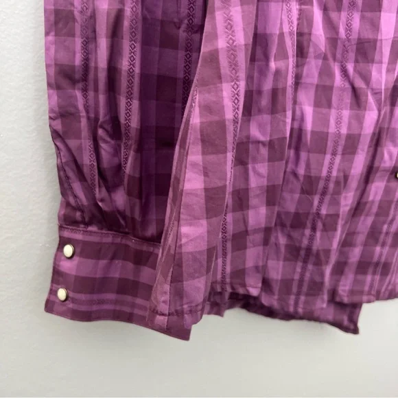 Wrangler Ruffle Gingham Checks Pearl Snap Top - Picture 6 of 6